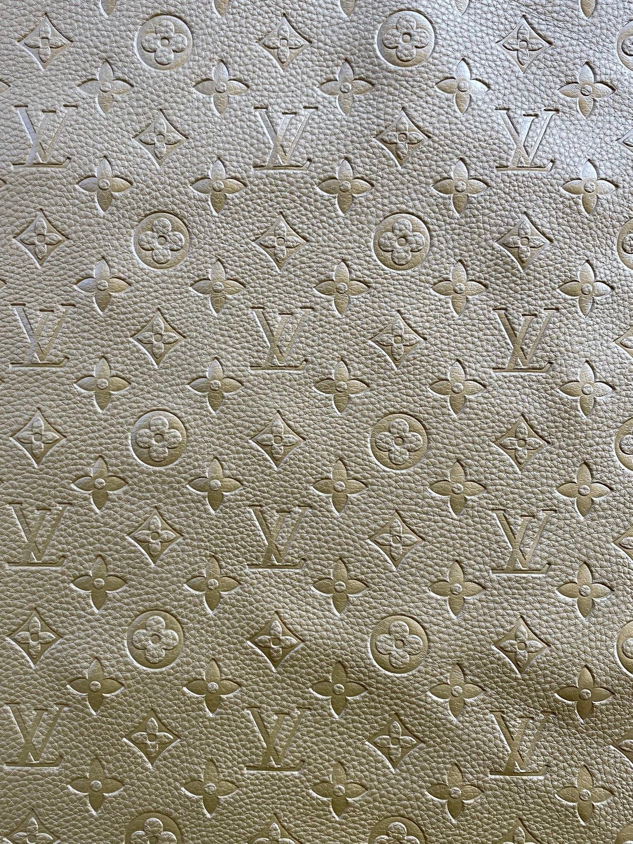 Olive Green Soft Embossed Louis Vuitton Leather Designer Fabric