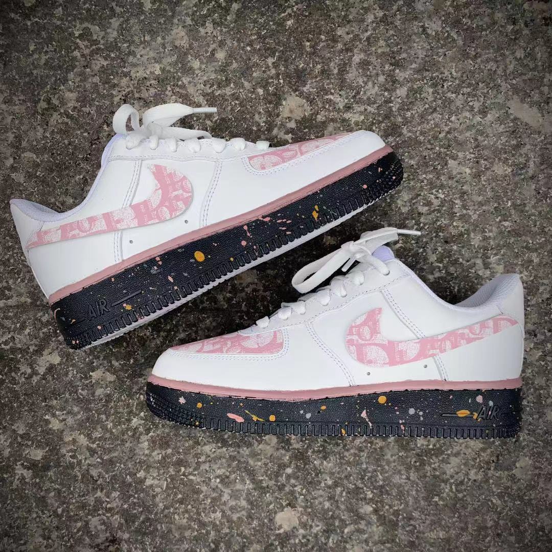 Hand-painted Pink Custom Sneakers Air Force One for Woman