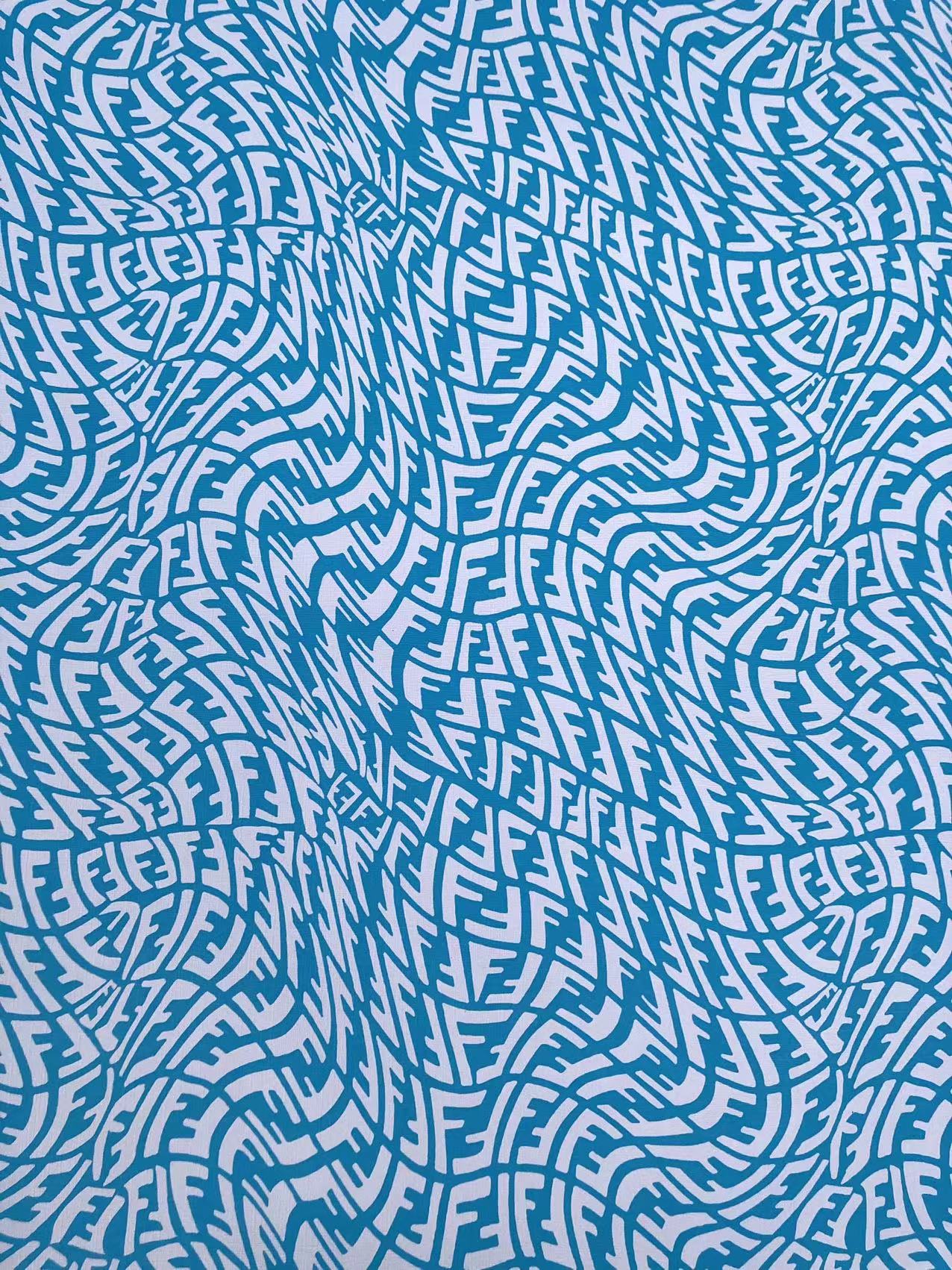 Blue Weave Fendi Vinyl Faux Leather Fabric for Custom Sneakers Upholstery Interior