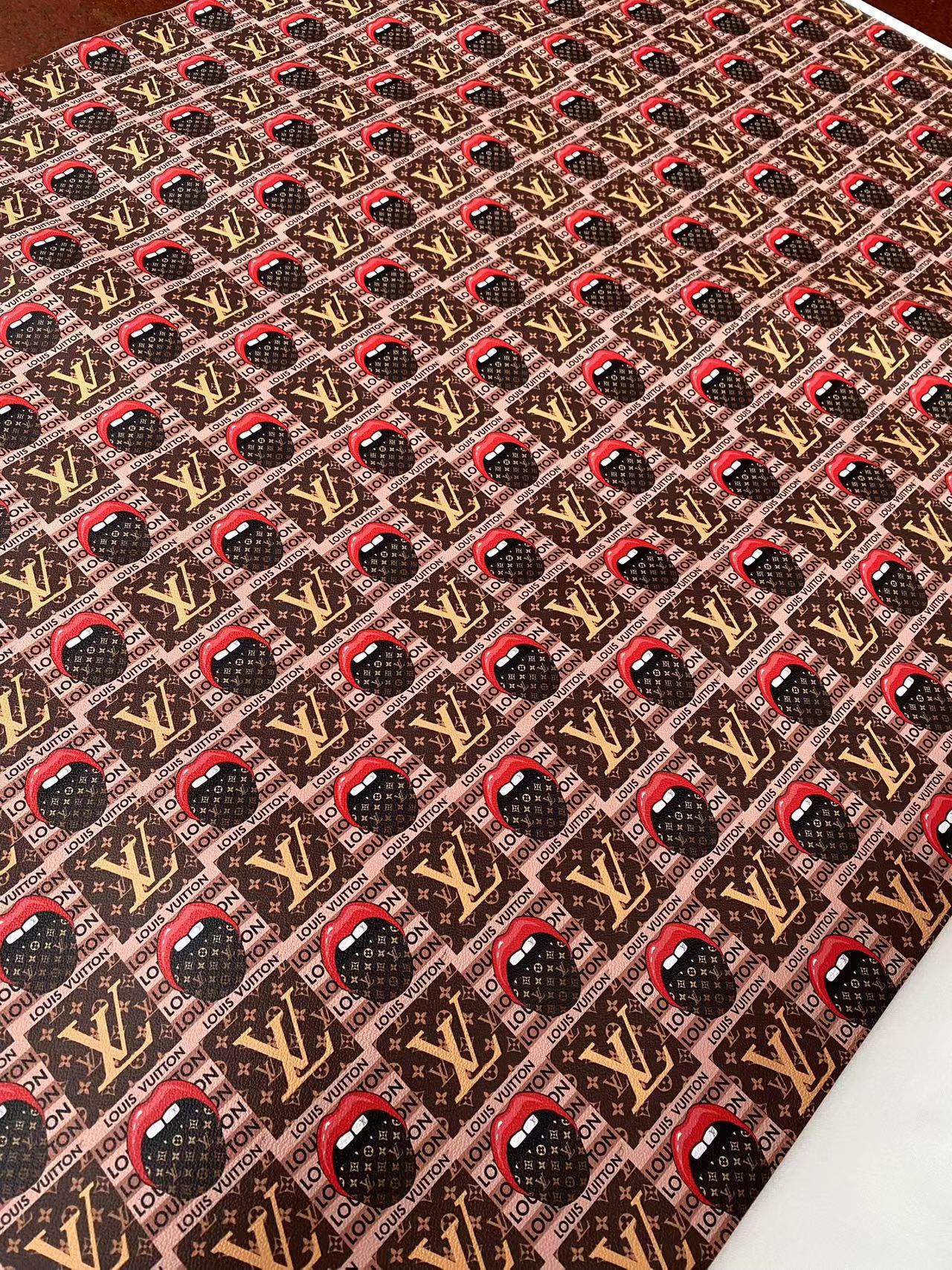 Lip Louis Vuitton Designer Fabric Faux Leather Sheet for Car Upholstery