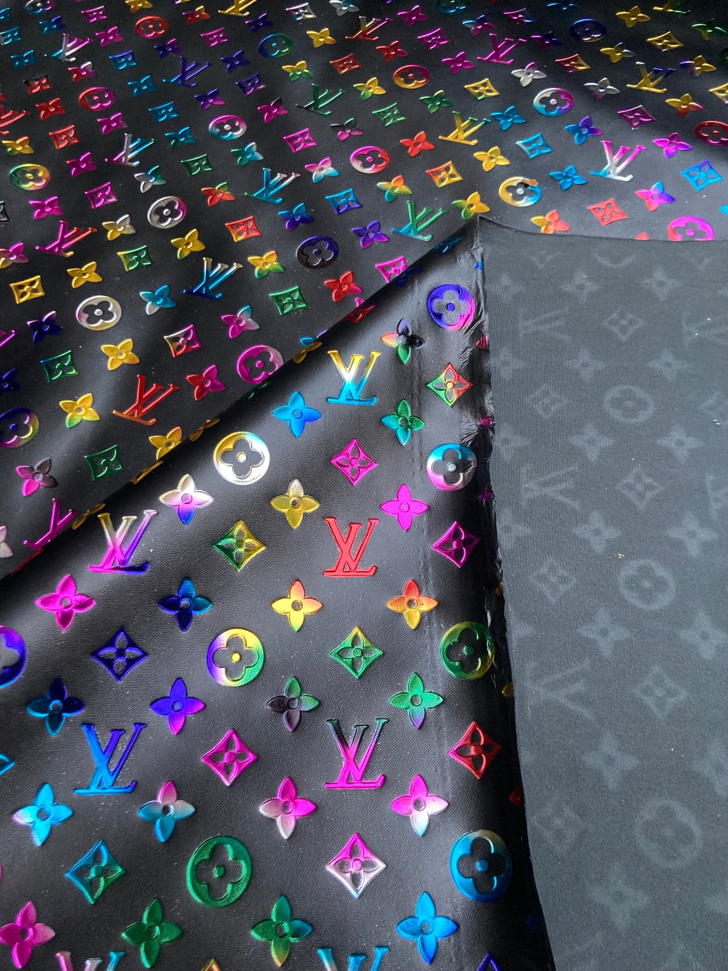 Designer Leather Custom Sneakers Handmade Colorful Embossed LV