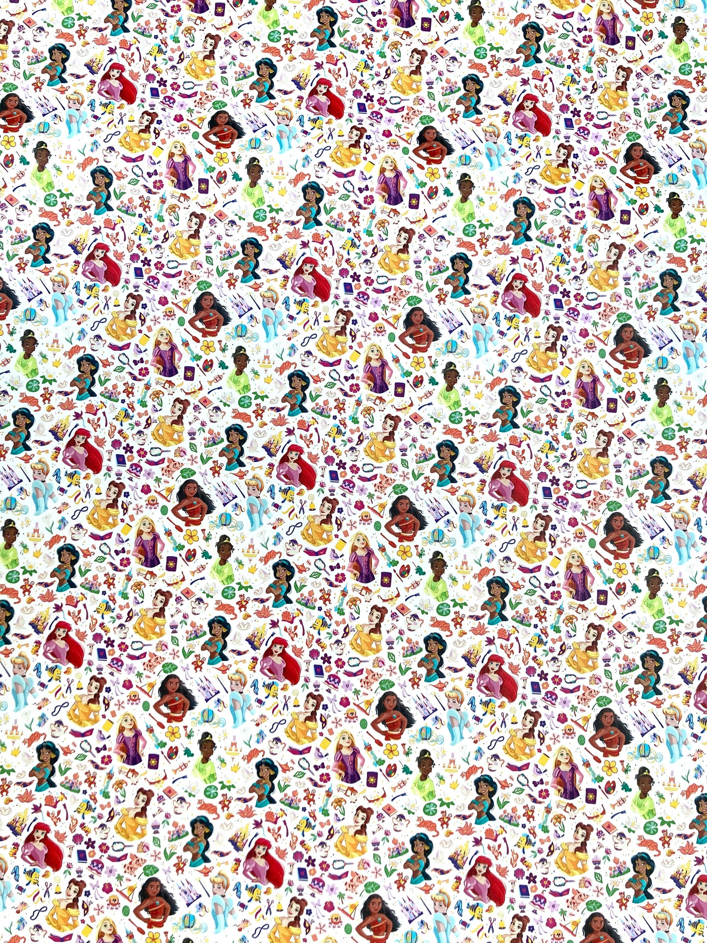 Custom Princess Cartoon Character Design Leather Fabric for Handmade DIY Sneakers