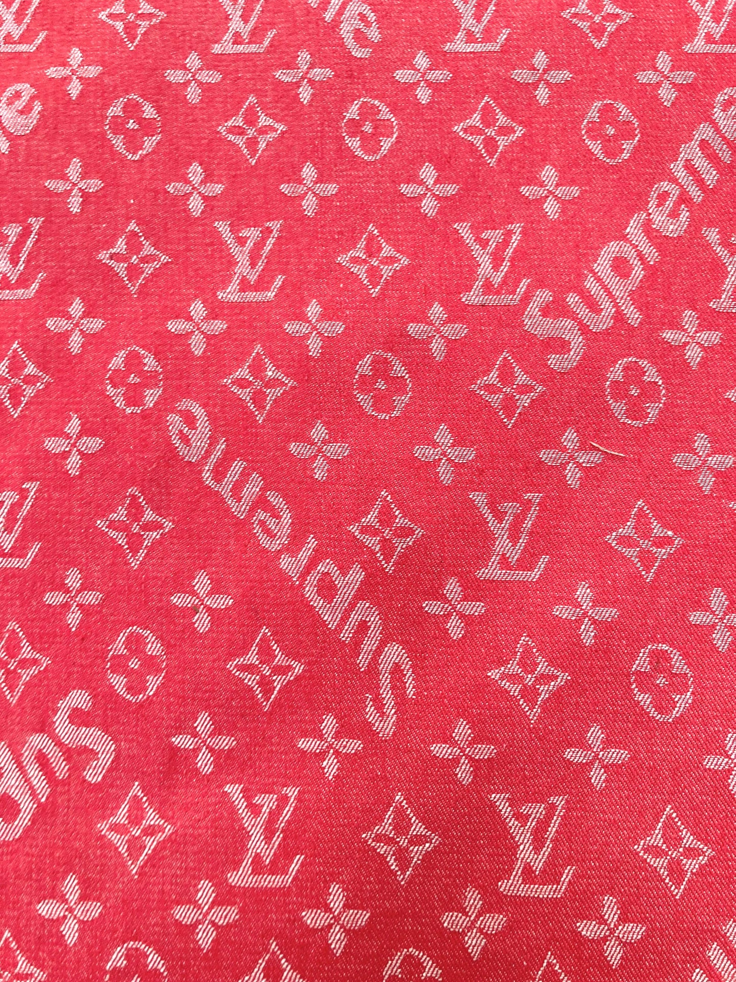 Sewing Fabric Red Supreme LV Denim Jean Material