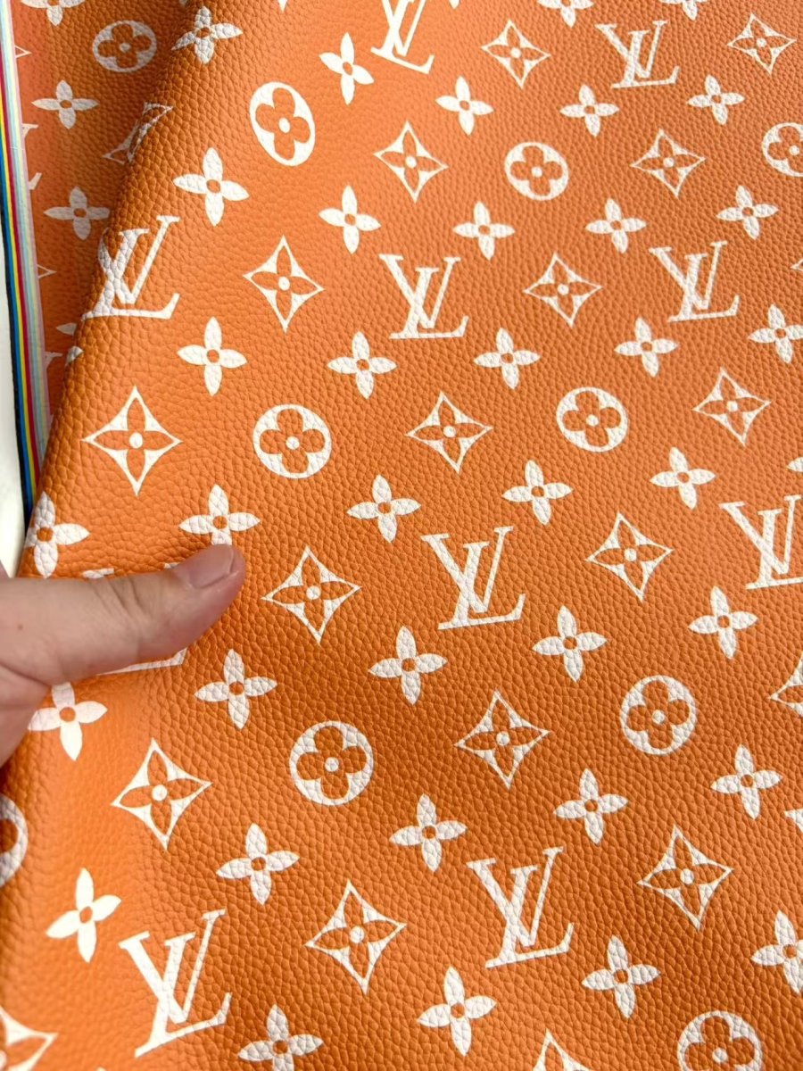 Orange Louis Vuitton Leather DIY Fabric Sold by Yard for Bag Repair - mingfabricstore