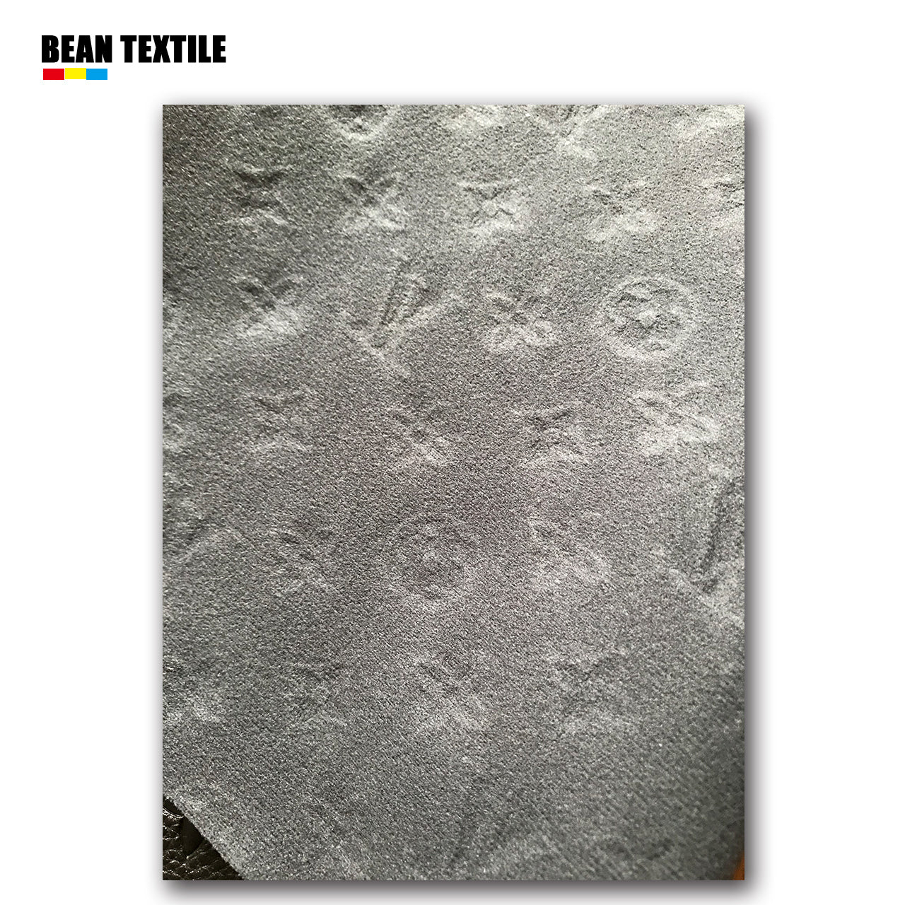 Black embossed LV craft leather fabric by yard
