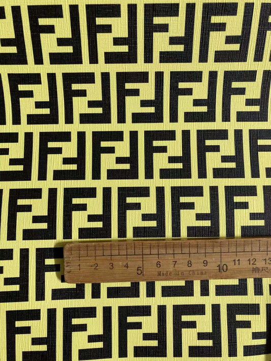 Bright Yellow Fendi FF Vinyl Leather for Custom Shoe