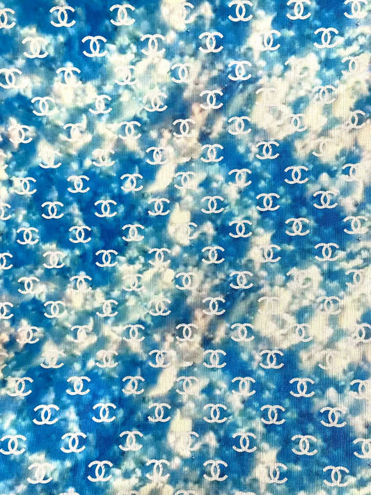 Blue Halo Dyeing Chanel Leather Vinyl for Custom Handmade