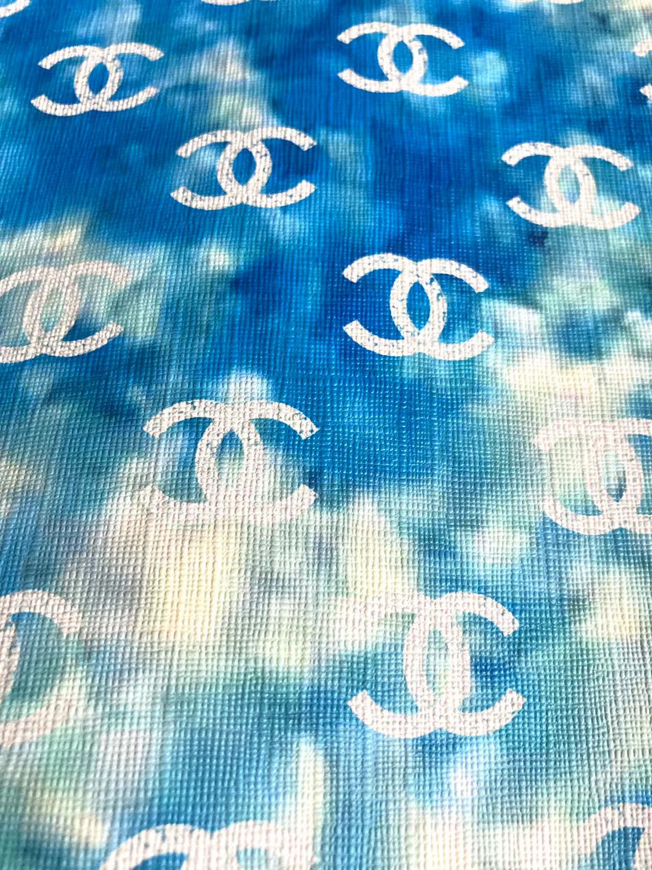 Blue Halo Dyeing Chanel Leather Vinyl for Custom Handmade