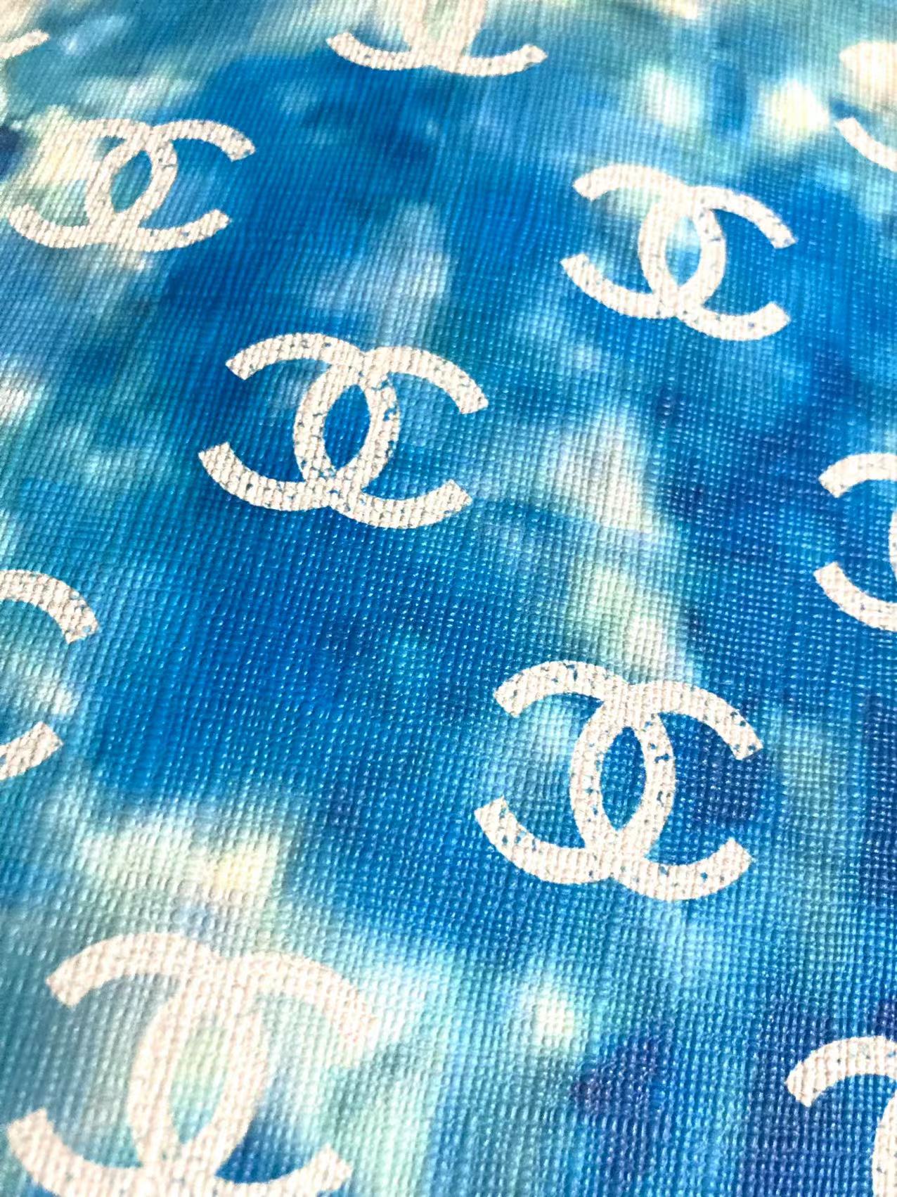 Blue Halo Dyeing Chanel Leather Vinyl for Custom Handmade