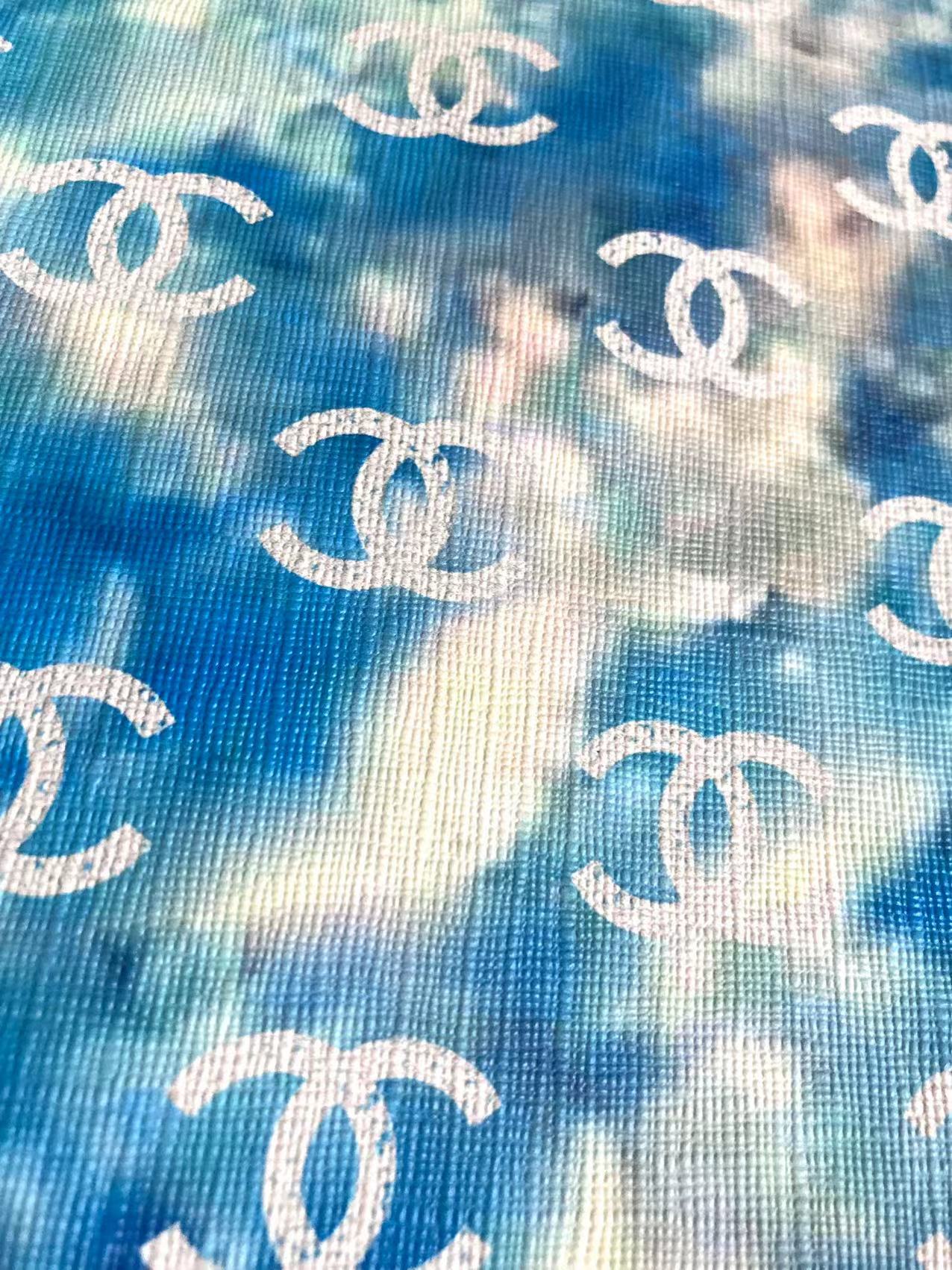 Blue Halo Dyeing Chanel Leather Vinyl for Custom Handmade
