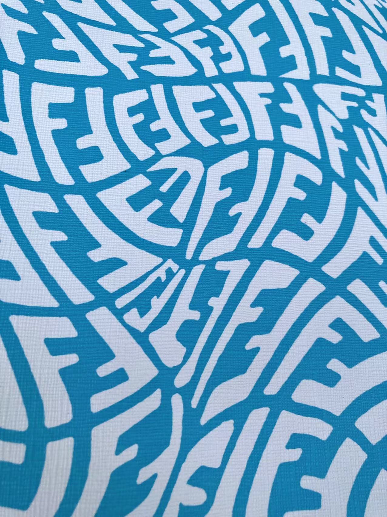 Blue Weave Fendi Vinyl Leather Fabric for Custom Sneakers Upholstery Interior