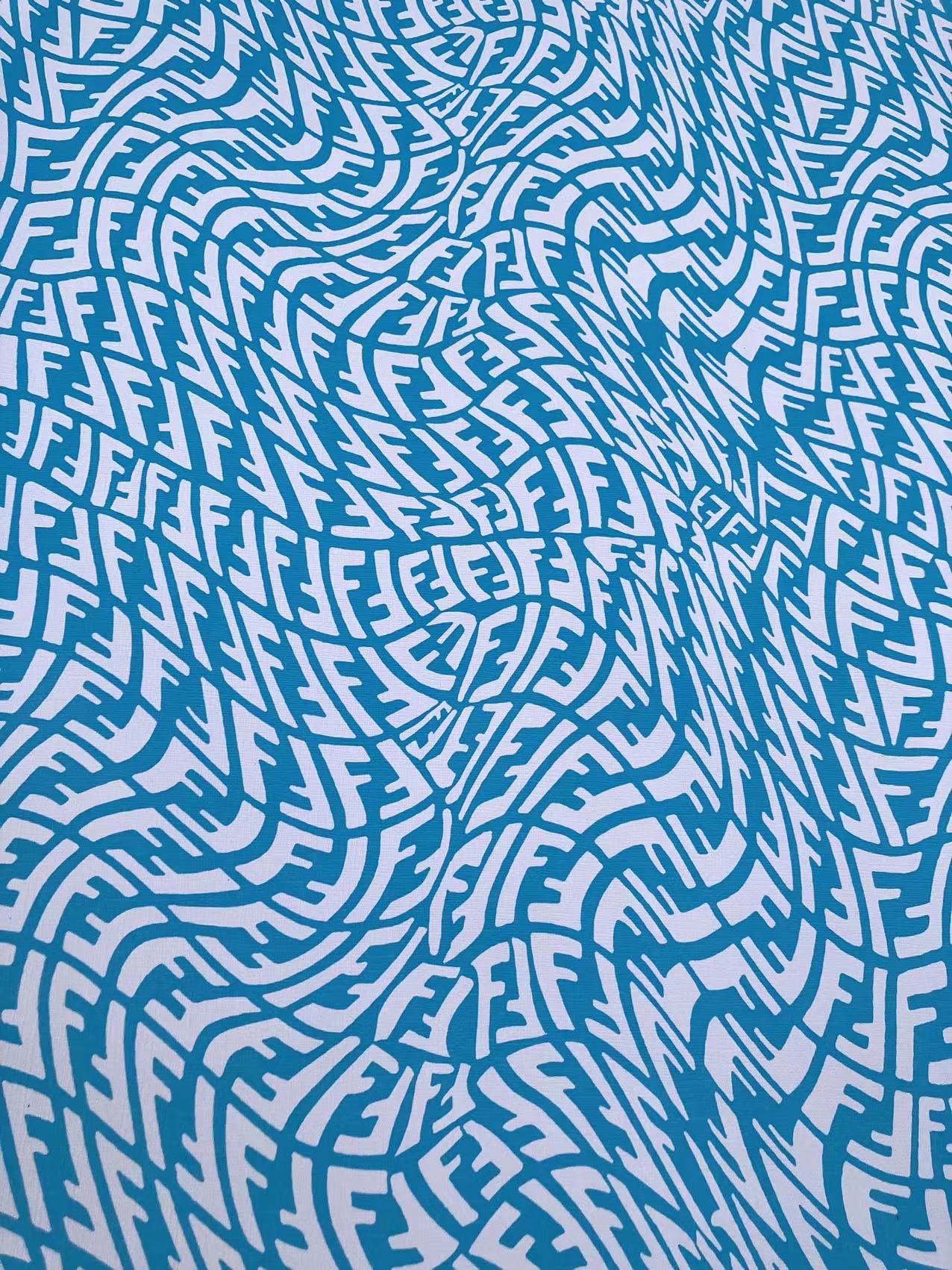 Blue Weave Fendi Vinyl Leather Fabric for Custom Sneakers Upholstery Interior