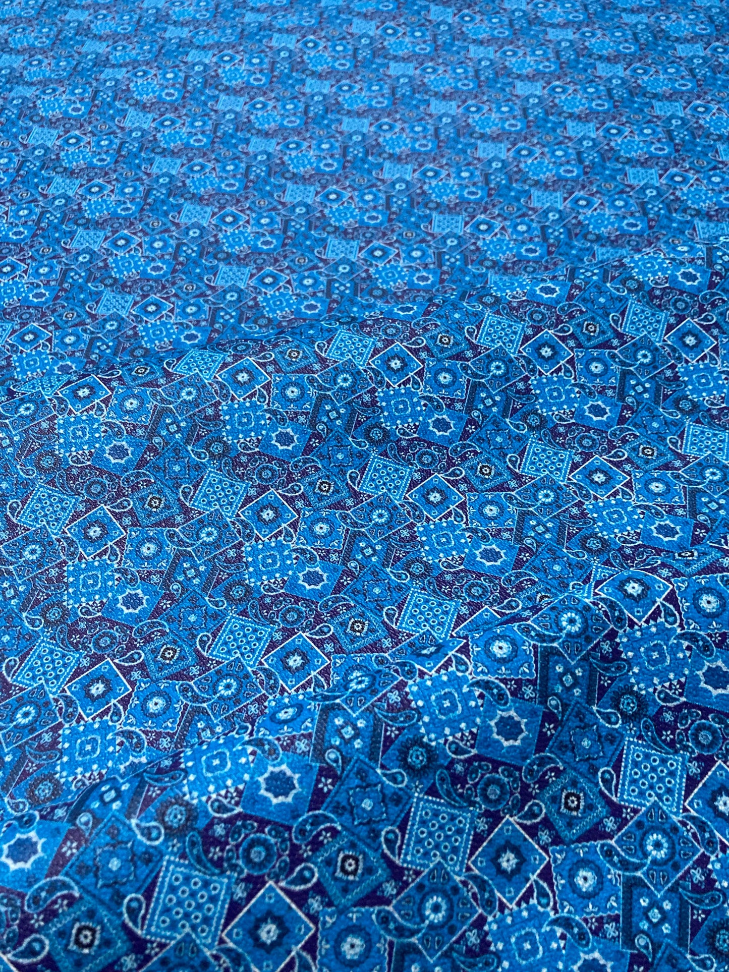 Blue Bandana Custom Designer Leather Material for Sneakers Upholstery
