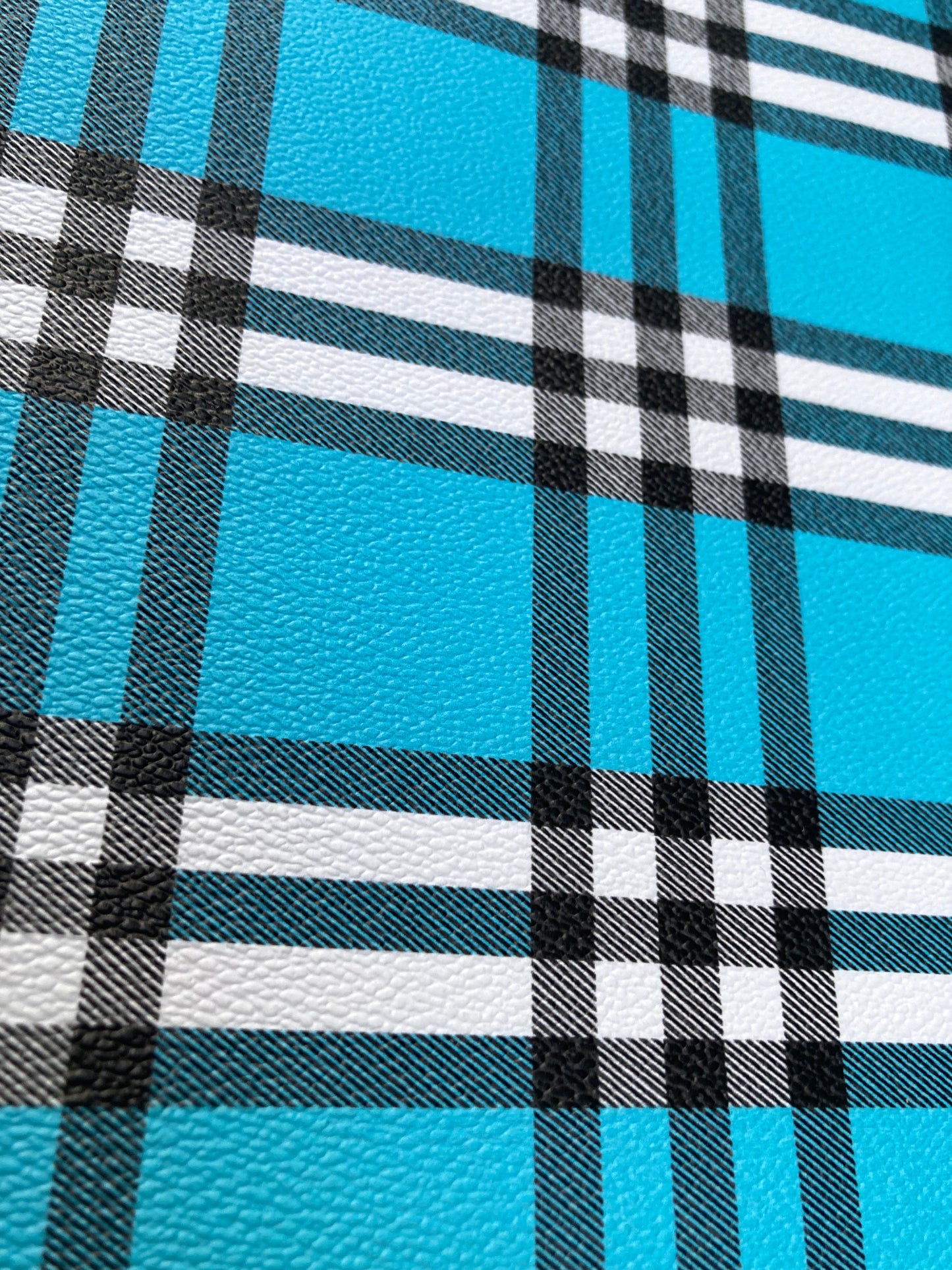 Blue Check Custom Handmade Leather Fabric for DIY Arts and Crafts