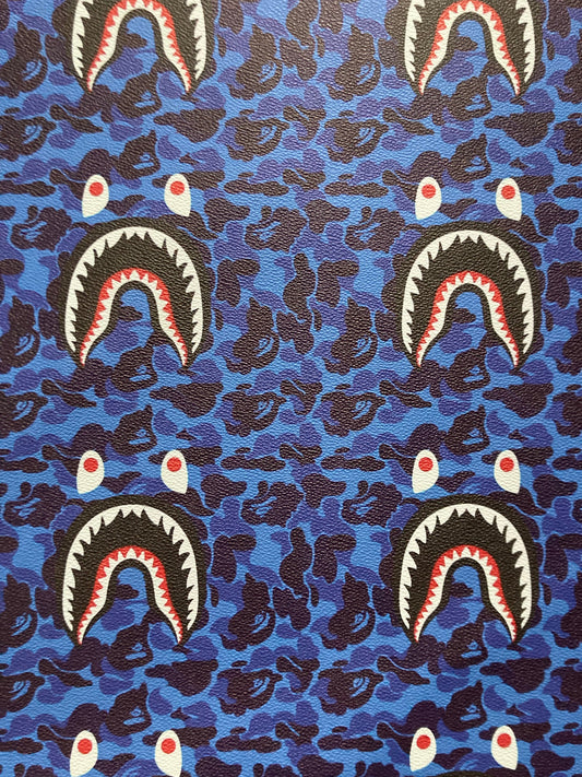 Bape Fashion Shark Camo Custom Handmade Leather