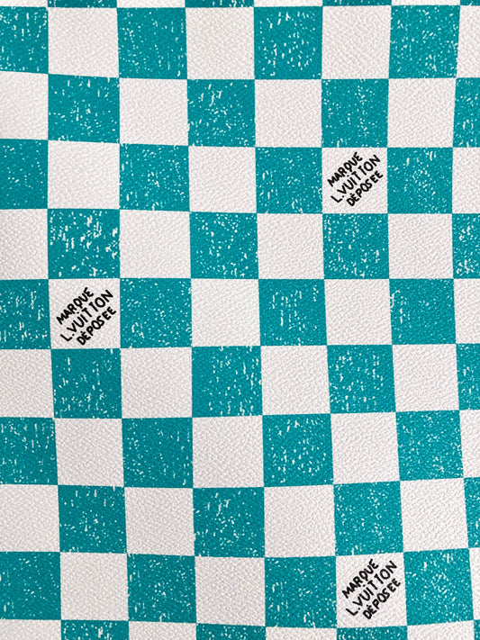 Aqua Green Check Mark Handwriting Loui Leather for Bag