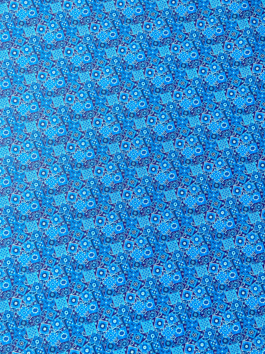 Blue Bandana Custom Designer Leather Material for Sneakers Upholstery