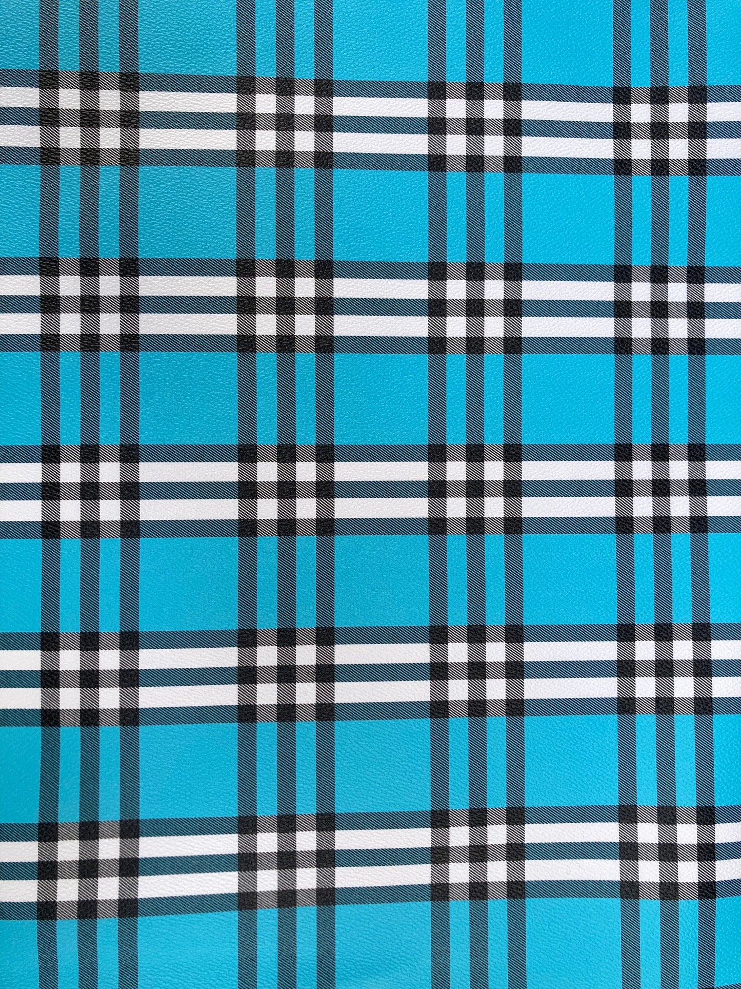 Blue Check Custom Handmade Leather Fabric for DIY Arts and Crafts