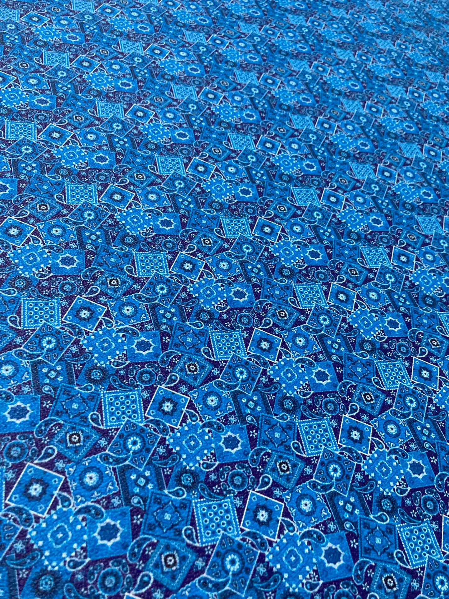 Blue Bandana Custom Designer Leather Material for Sneakers Upholstery