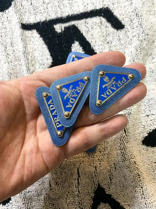 Navy Prada Badge Emblem Metal Handmade Accessory