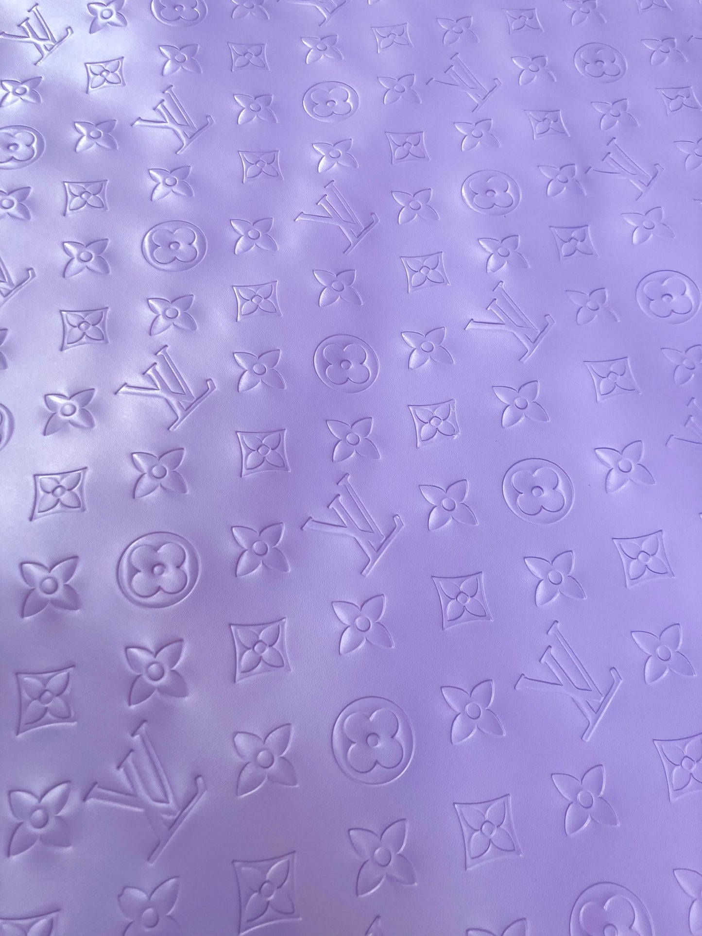 Custom Vinyl Light Purple Lv Embossed Leather Fabric for Sneakers DIY Upholstery