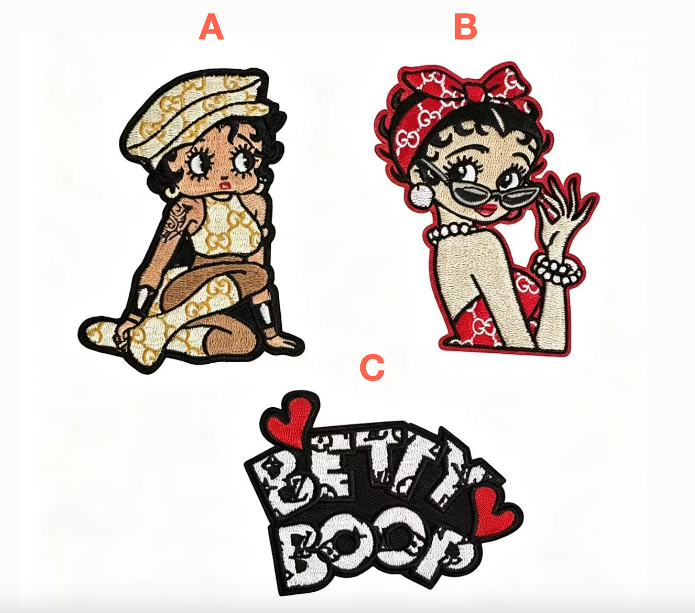 Designer Inspired Betty Boop Embroidered Patches