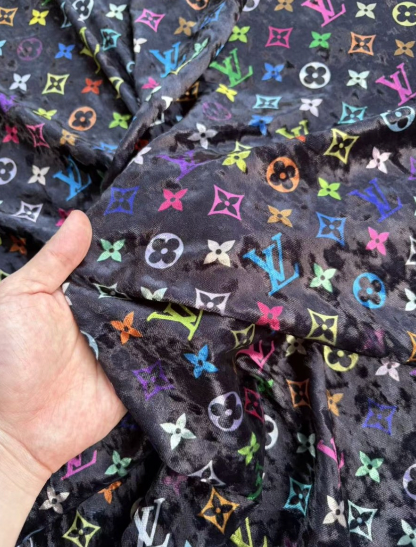 Takashi Murakami LV Velvet Designer Fabric for Crafts DIY