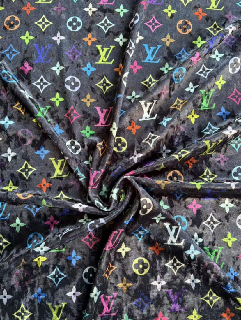 Takashi Murakami LV Velvet Designer Fabric for Crafts DIY