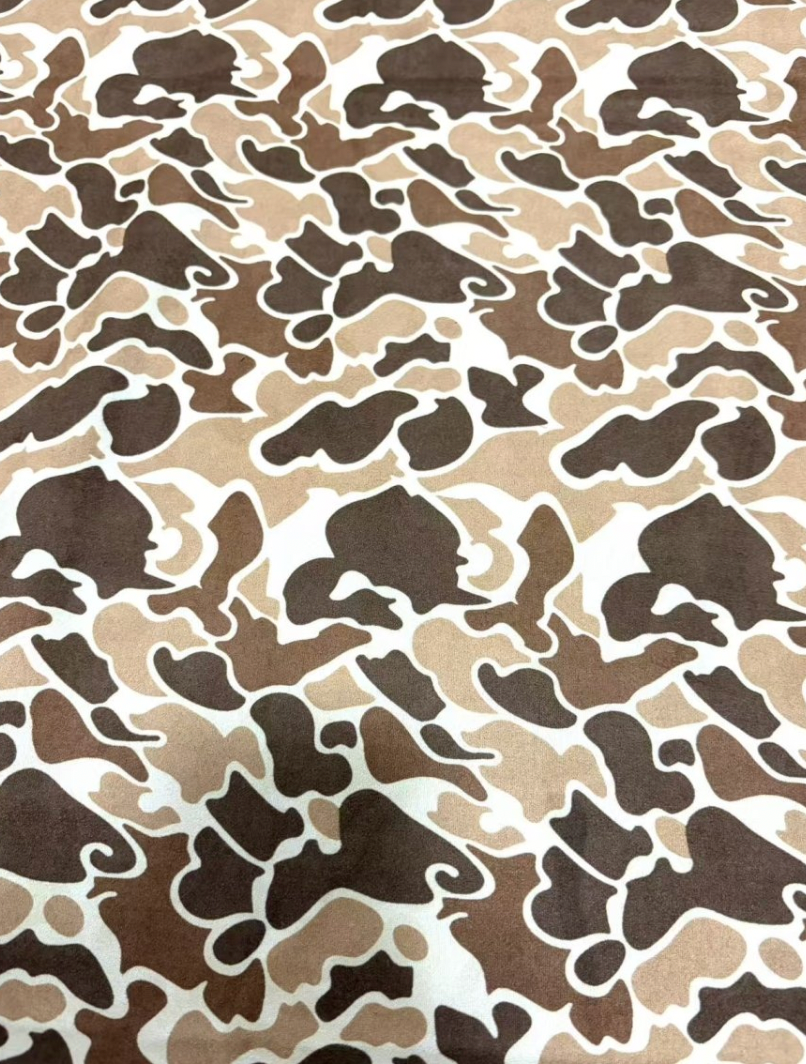 Brown Duck Camo Stretchy Suede Fabric for Speaker Pod Wrap DIY