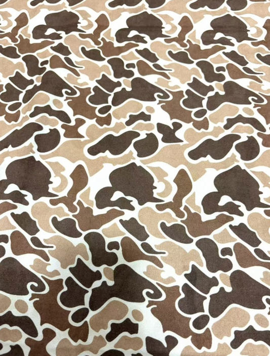 Brown Duck Camo Stretchy Suede Fabric for Speaker Pod Wrap DIY
