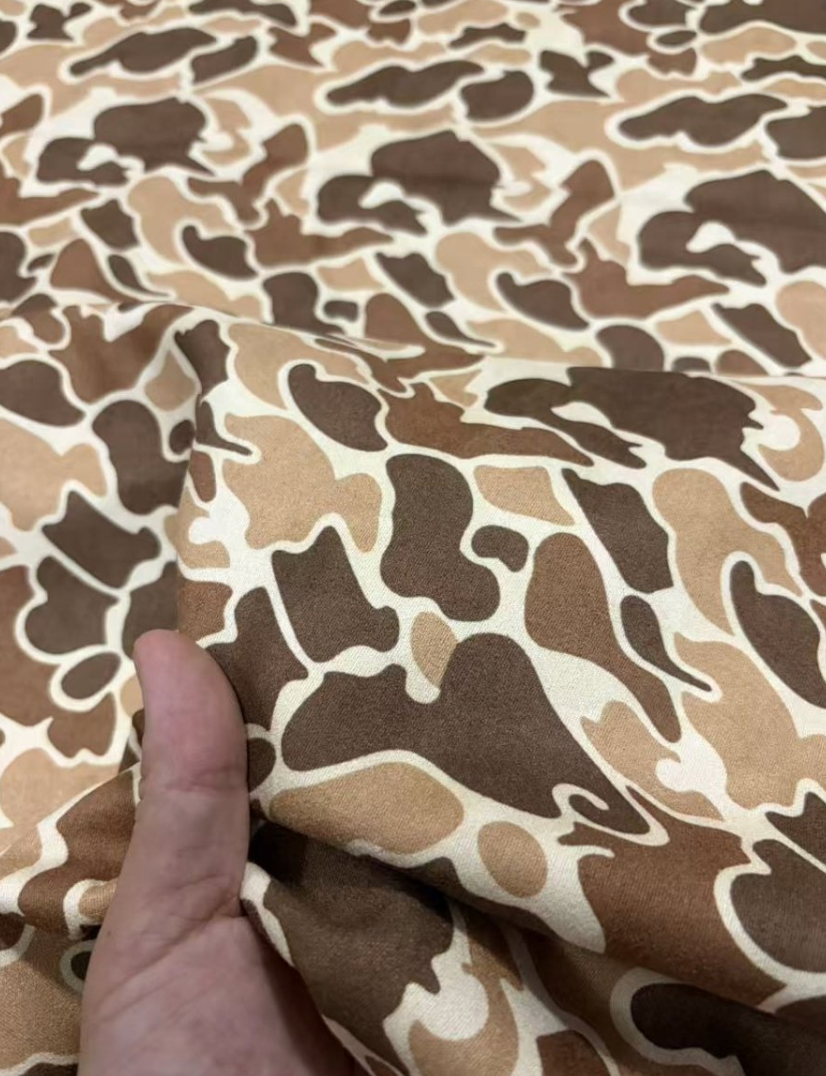 Brown Duck Camo Stretchy Suede Fabric for Speaker Pod Wrap DIY