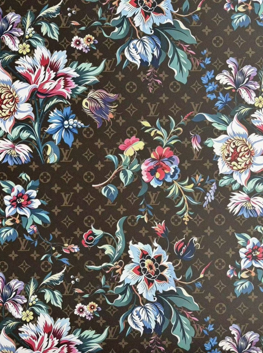 Flower LV Designer Fabric Sneakerhead Leather Car Upholstery Sewing Projects