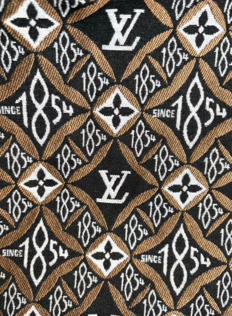 Black Brown Jacquard 1854 LV Sewing Fabric Sold by Yard