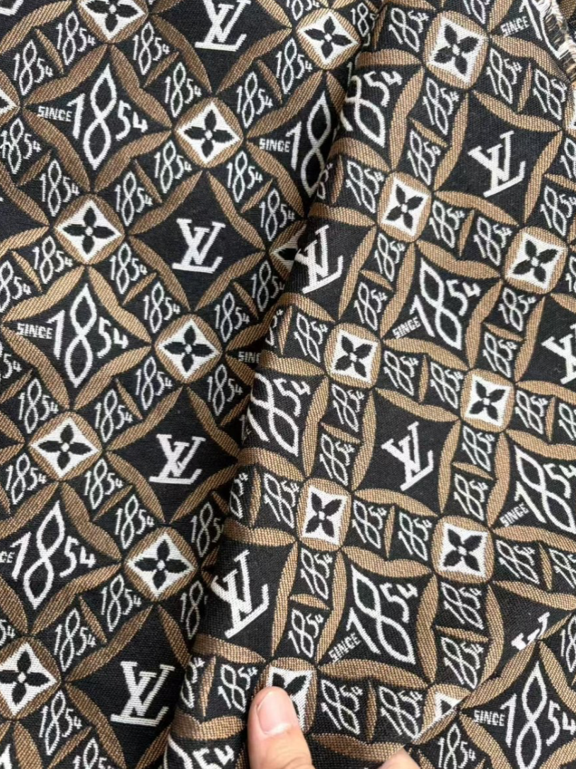Black Brown Jacquard 1854 LV Sewing Fabric Sold by Yard