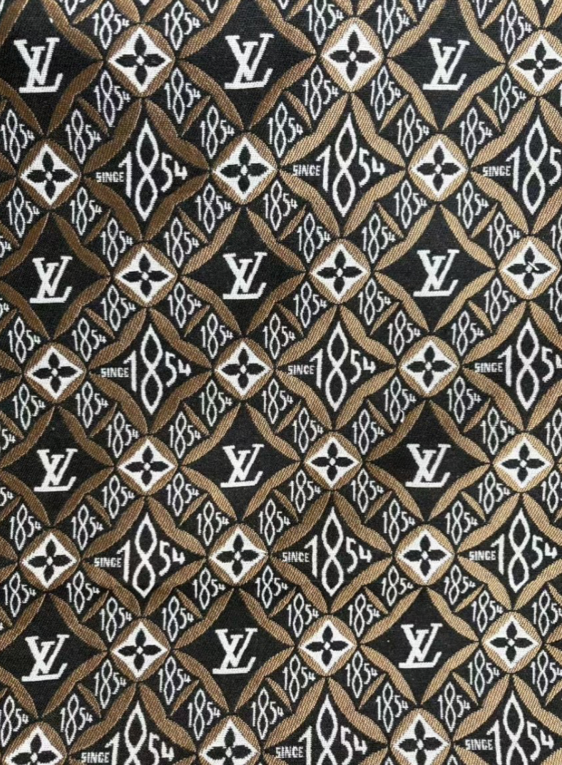 Black Brown Jacquard 1854 LV Sewing Fabric Sold by Yard