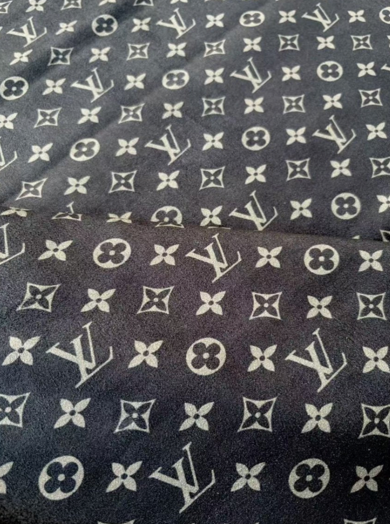 Black Grey LV Stretchy Suede Velvet Wrap Fabric for Speaker Upholstery