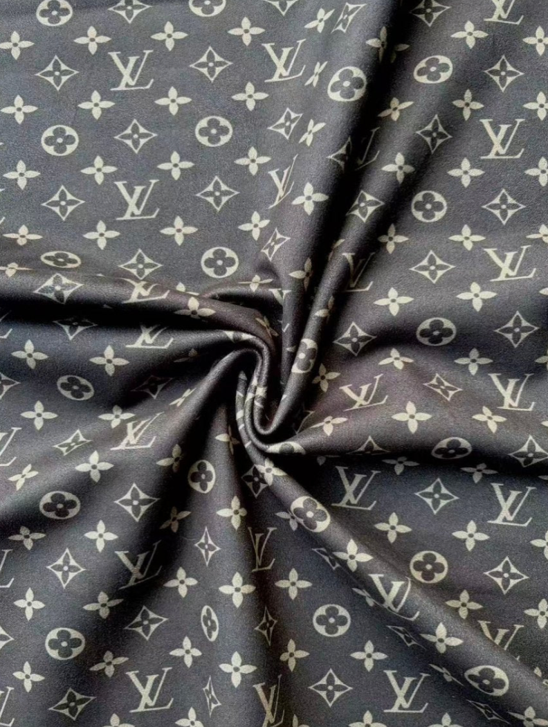 Black Grey LV Stretchy Suede Velvet Wrap Fabric for Speaker Upholstery