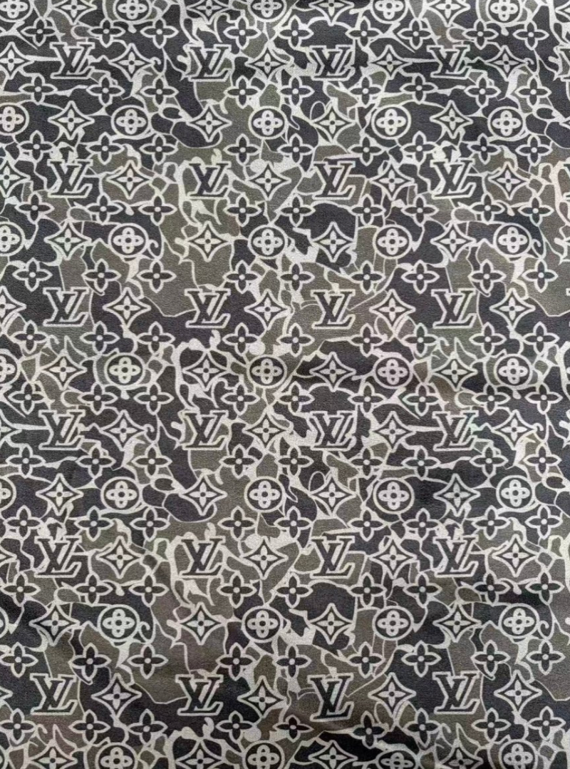 Black Camo LV Wrap Suede Velvet Fabric for DIY Upholstery