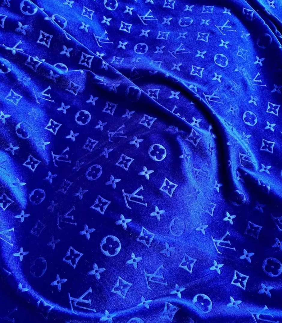 Luxury Royal Blue LV Furniture Velvet Fabric for Sewing Custom Sneakers DIY Project