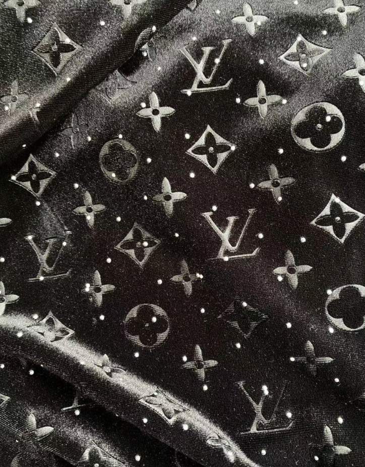 Black Diamond LV Louis Vuitton Velvet Fabric for Sewing Handmade Custom Sneakers Project