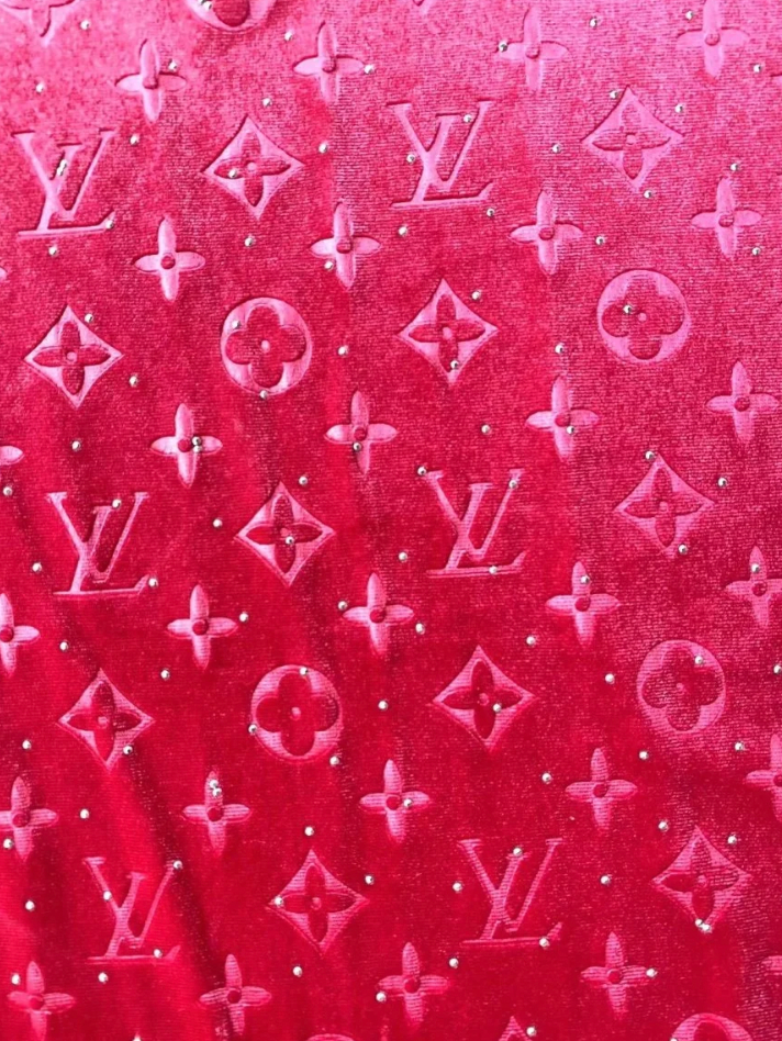 Hot Pink Diamond LV Louis Vuitton Velvet Sewing Upholstery Fabric for Sneaker Custom DIY Project