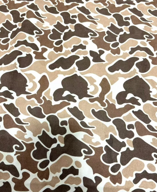 Brown Duck Camo Stretchy Suede Fabric for Speaker Pod Wrap DIY