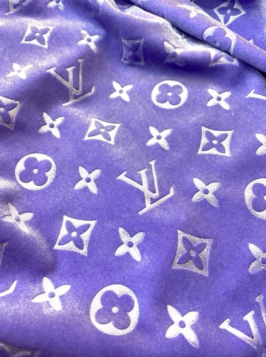 Lavender Light Purple LV Velvet Fabric – Luxury Designer Velvet for Handmade Sneakers