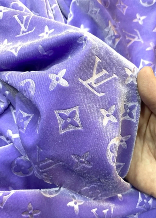 Lavender Light Purple LV Velvet Fabric – Luxury Designer Velvet for Handmade Sneakers