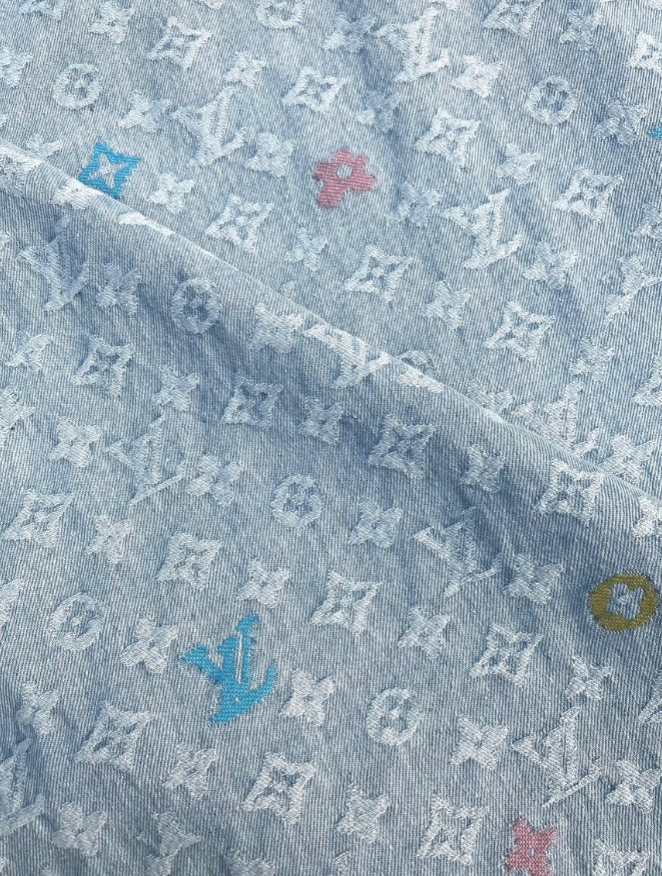 Light LV Louis Vuitton Denim Fabric Sold by Yard for Custom Handmade Jeans DIY