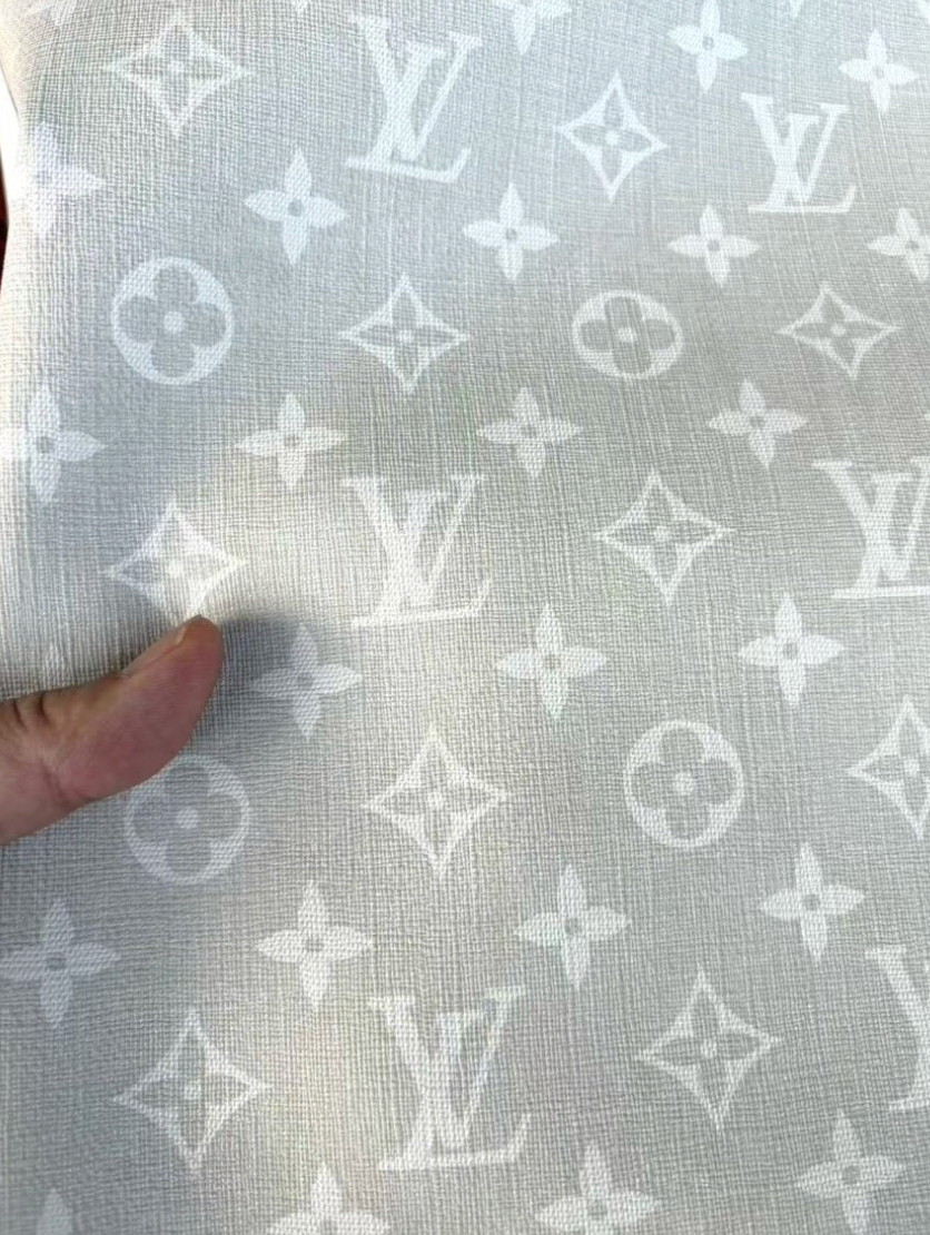 Light Grey Louis Vuitton Leather Sheet Designer Fabric for Crafts DIY Hobbylobby