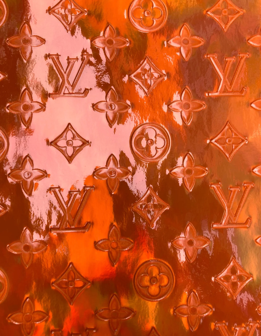 Crafts DIY Reflective Orange LV Vinyl for Custom Upholstery