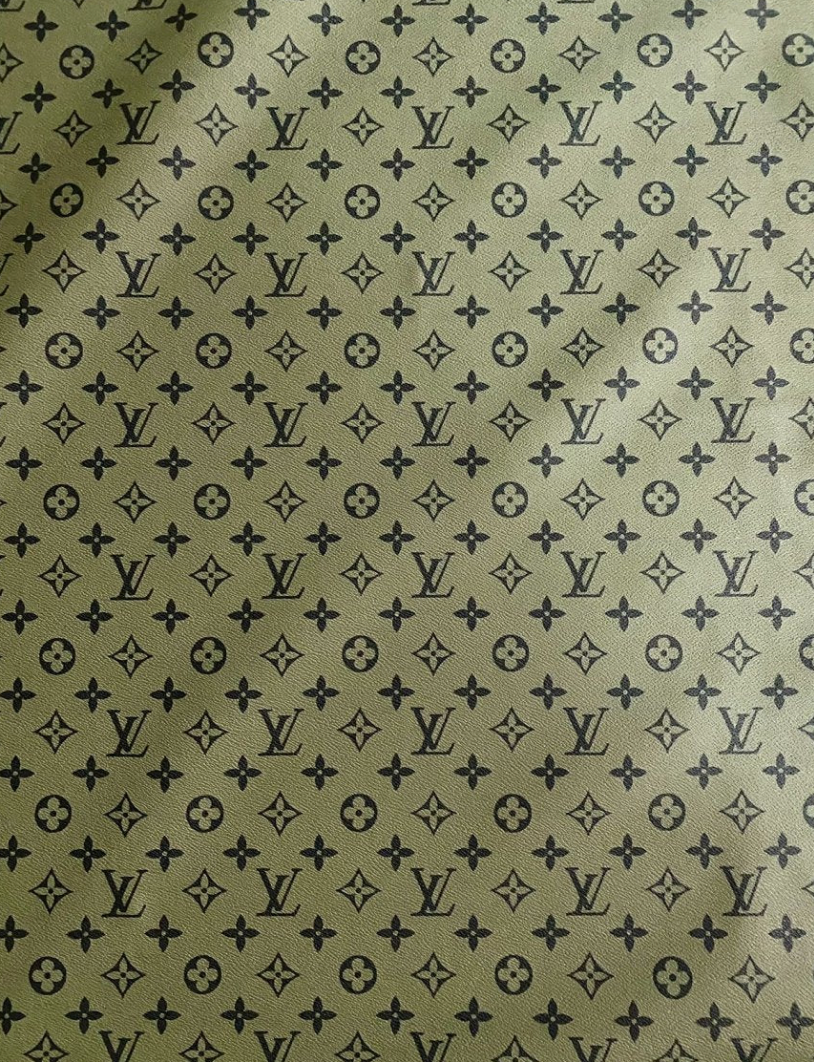 Dark Oliver Green LV Louis Vuitton Leather Fabric for Custom Bag Handmade Sewing DIY