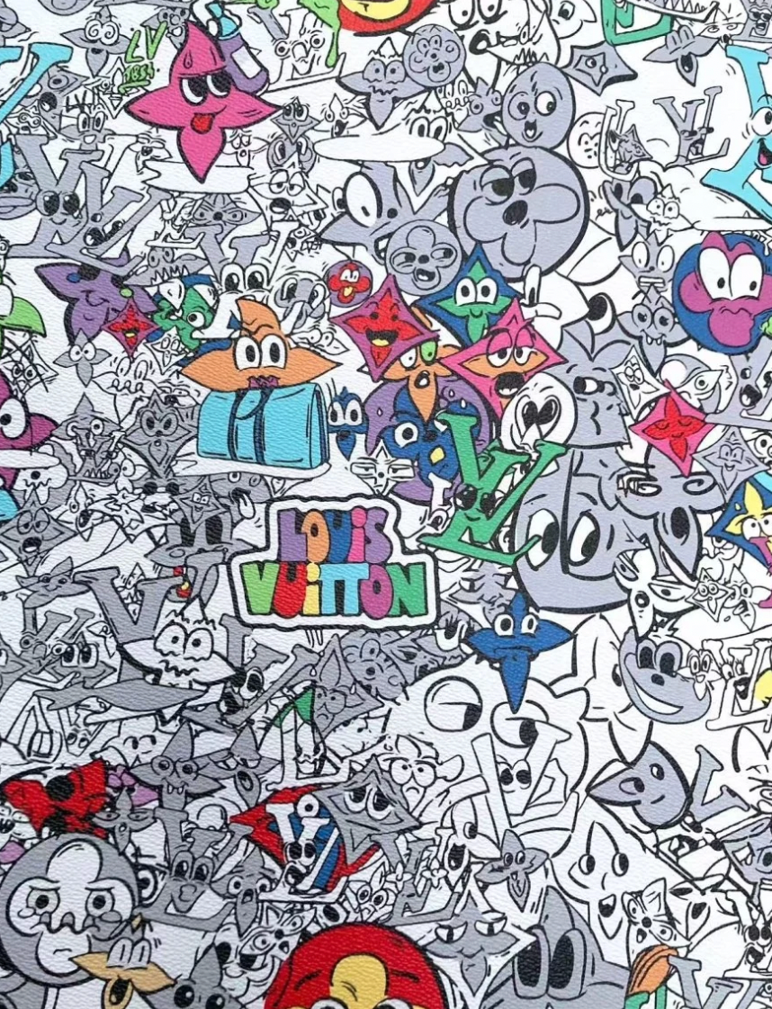 Colorful Cartoon Monogram LV Designer Custom Leather for Handmade Sewing