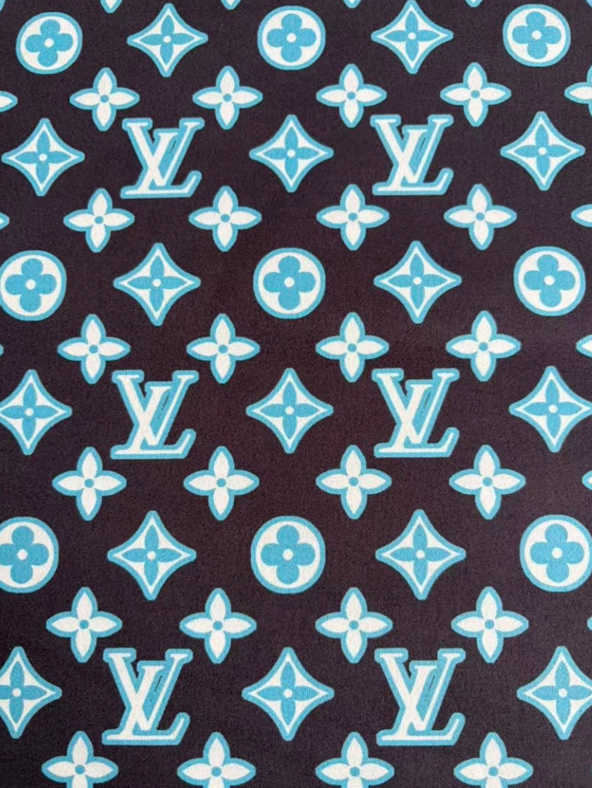 Blue Louis Vuitton LV Suede Car Headliner Upholstery Speaker Pod Cover DIY Custom Fabric